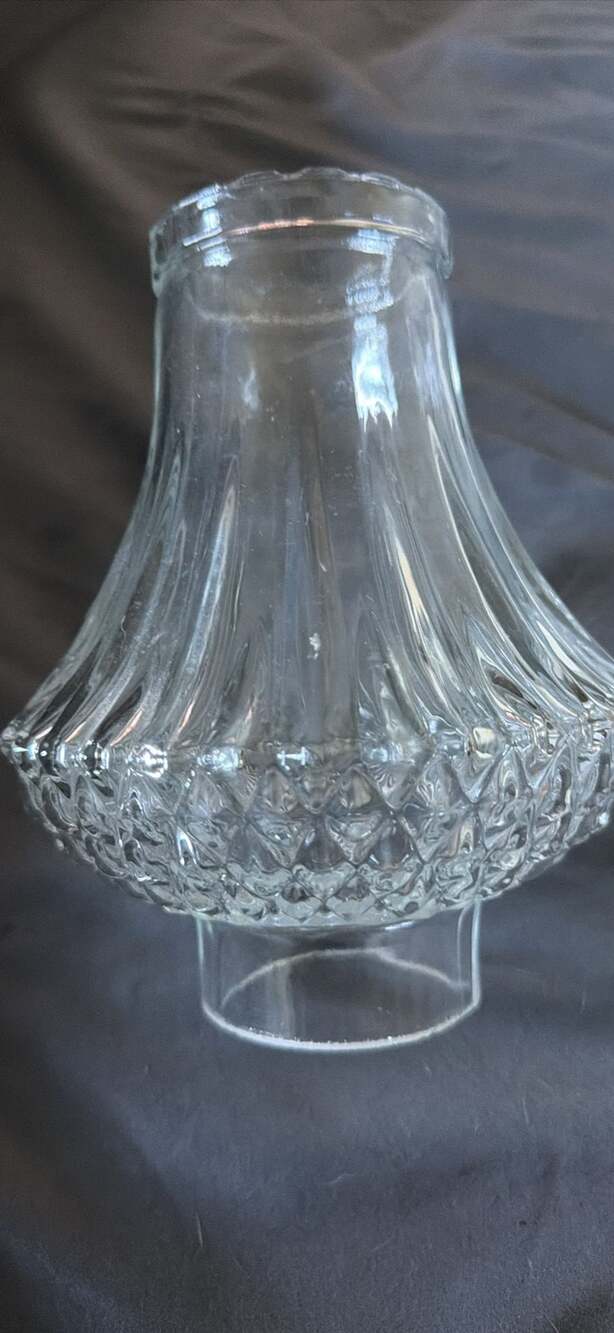 Vintage Lamplight Farms Bordeaux Clear Glass Oil Lamp Shade Chimney Diamond Cut